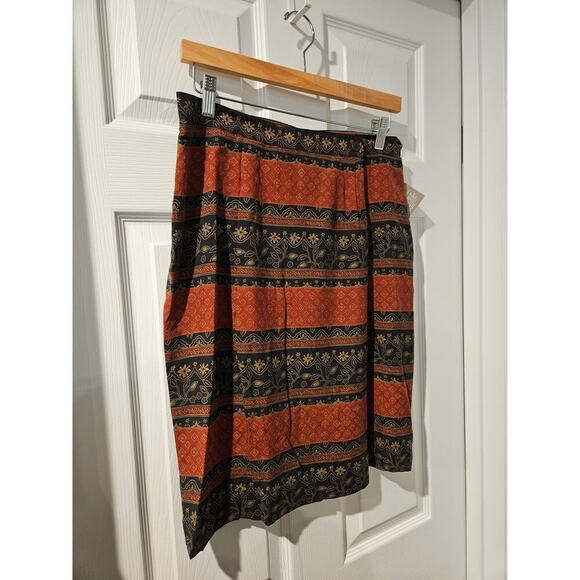 Vintage Jones New York Silk Skirt 12 NWT Marrakech Print Red Black Floral Boho - Picture 2 of 7